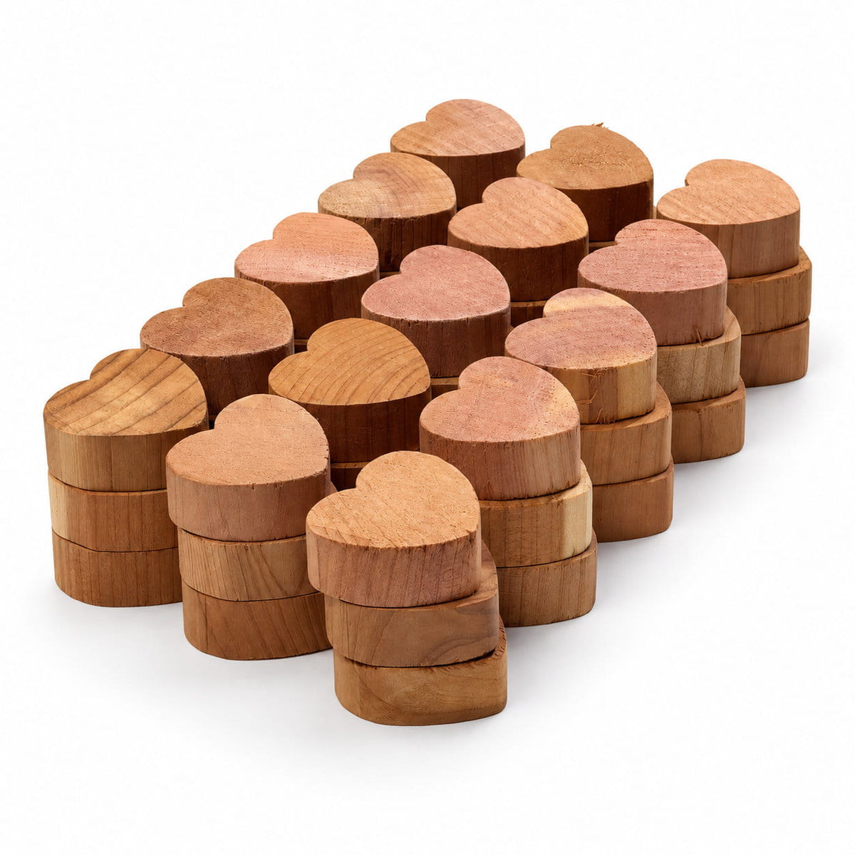 45 small cedarwood hearts