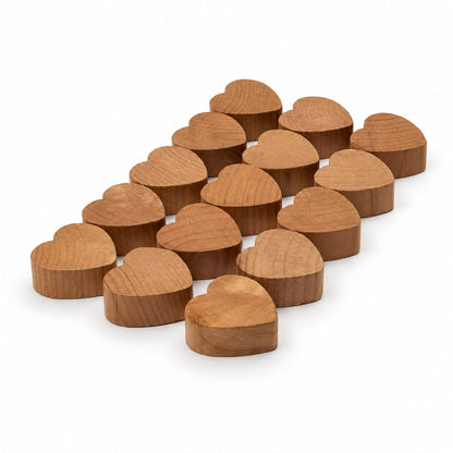 15 small cedarwood hearts