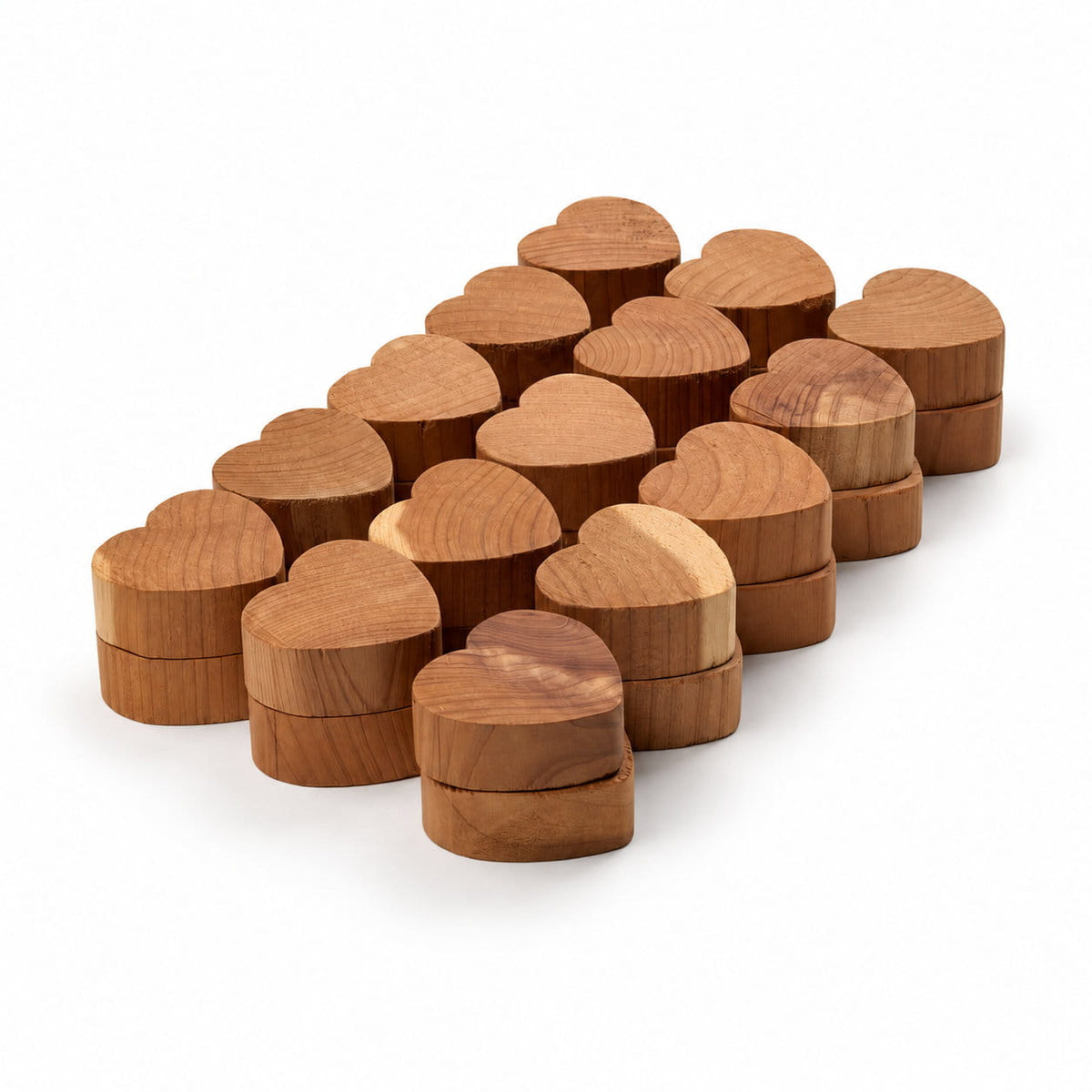 30 small cedarwood hearts