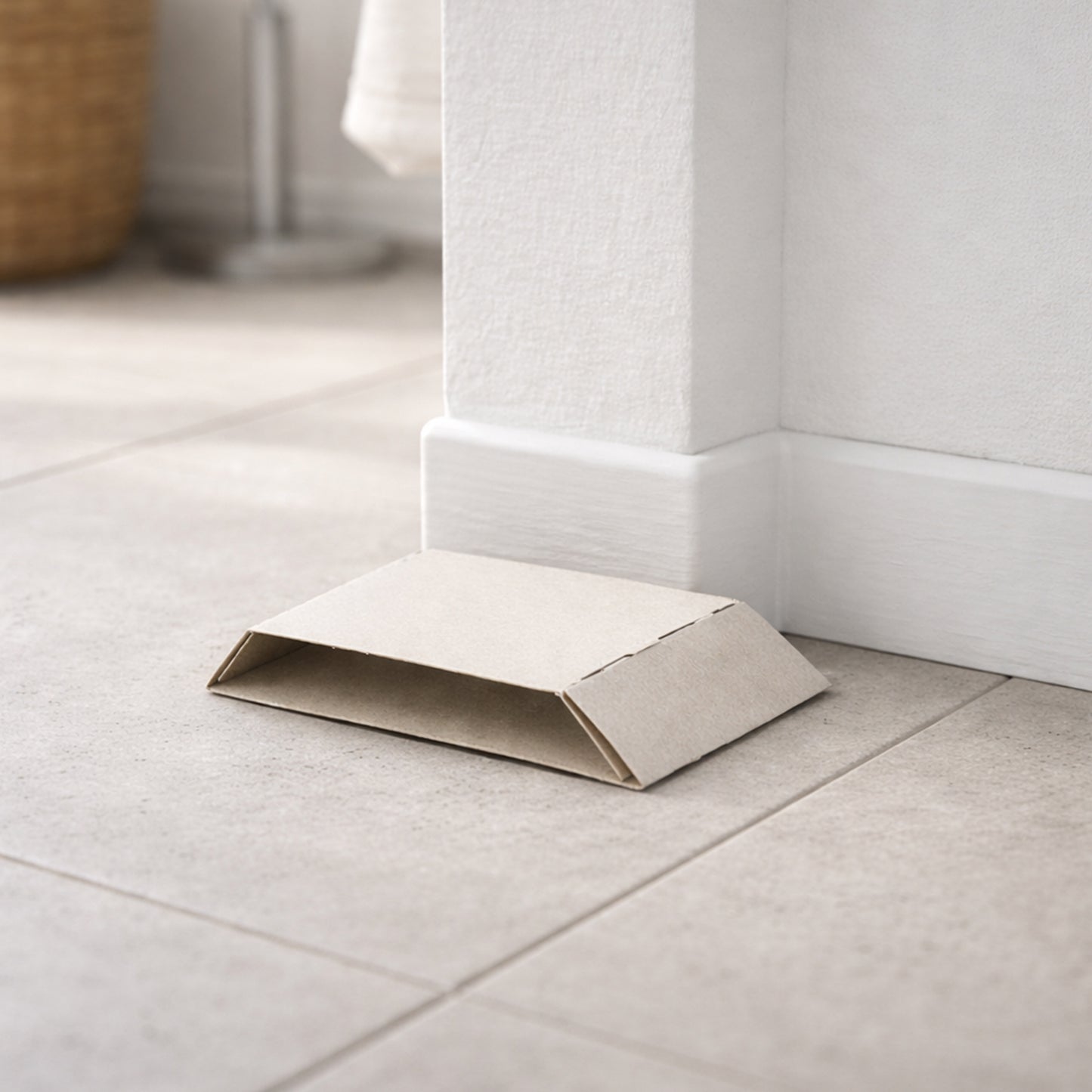 Long-tailed silverfish trap placed along skirting board for monitoring