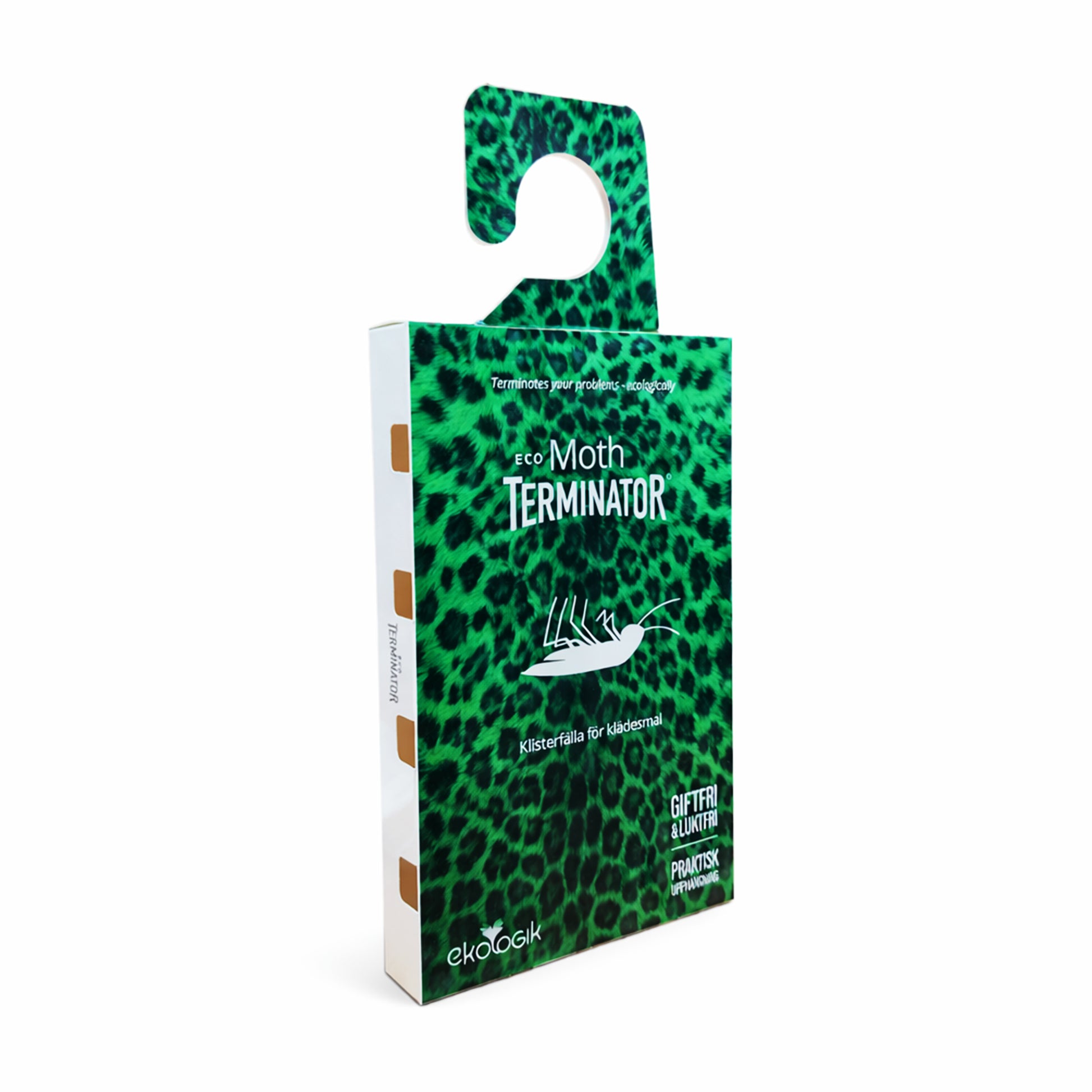 Carpet and clothes moth pheromone trap designed for wardrobe and storage use