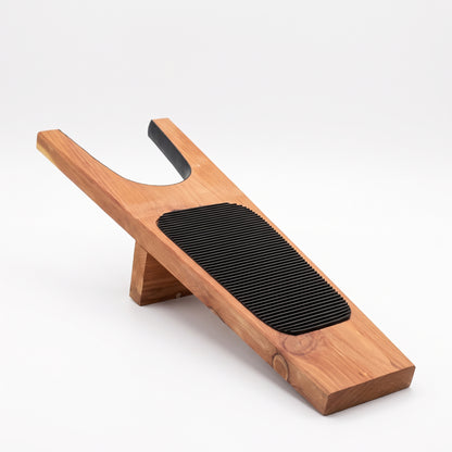 Premium cedarwood boot jack with textured foot pad