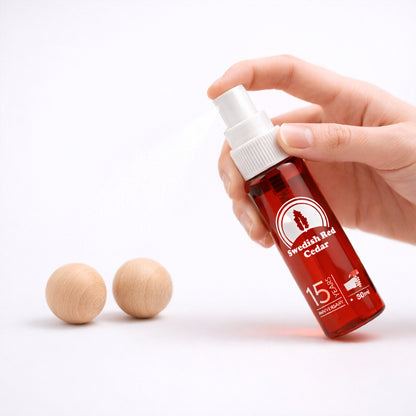 Refreshing cedarwood moth balls with Swedish red cedar oil spray for longer-lasting protection