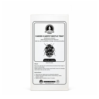Packaging of Swedish Red Cedar Varied carpet beetle Trap on a white background